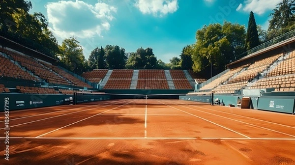 Obraz View of the tennis court stadium, which is magnificent and modern