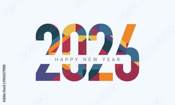 Fototapeta 2026 Flat Colorful Typography Design for New Year Celebration.