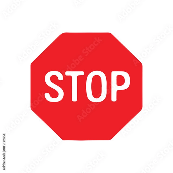 Fototapeta Red stop icon vector art illustration on white background