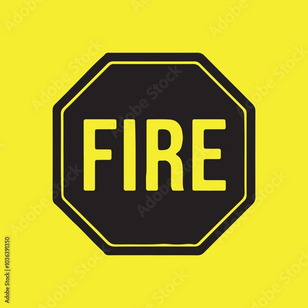 Fototapeta Fire Warning icon vector art illustration on white background