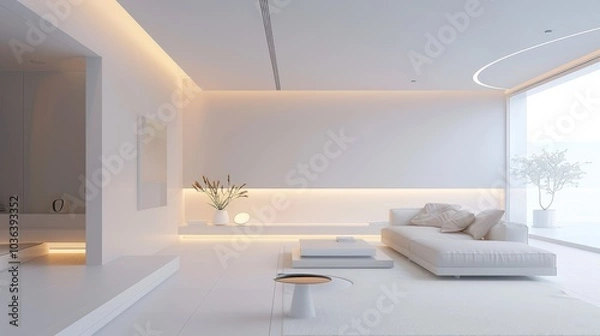 Fototapeta Minimalist living space, soft lighting