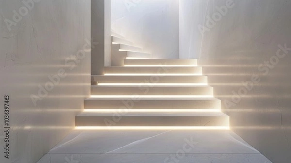 Fototapeta Minimalist staircase, soft lighting