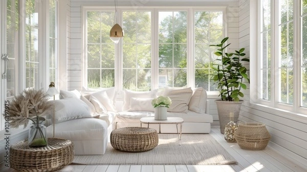 Obraz Minimalist sunroom, soft lighting