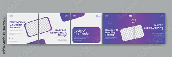 Obraz How to be better ux designer media carousel, Linkedin and Instagram carousel template for design coach, EPS vector illustration.