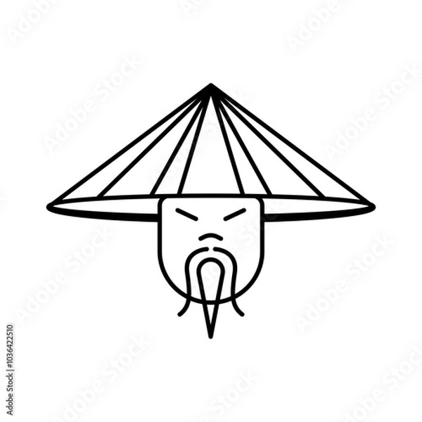 Obraz Chinese hat icon design with black lines