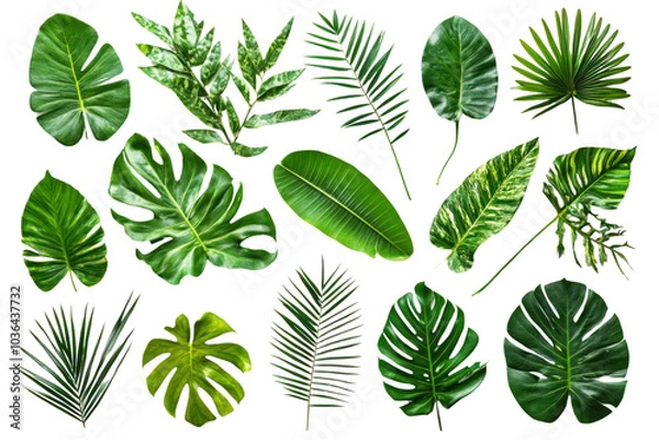 Fototapeta Tropical leaves in traditional crafts on isolated on transparent and white background.PNG image,