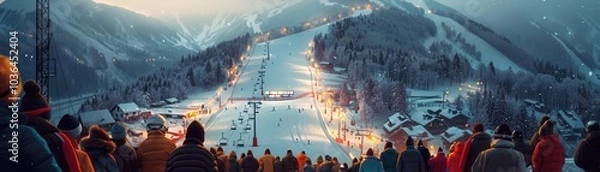 Obraz People watching ski jumping individual, sports, height