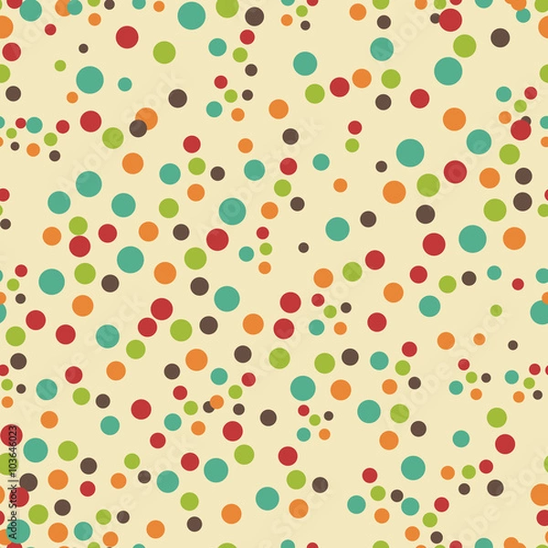 Fototapeta Seamless pattern with retro color pastel cute dots. Repeat texture background, vector.