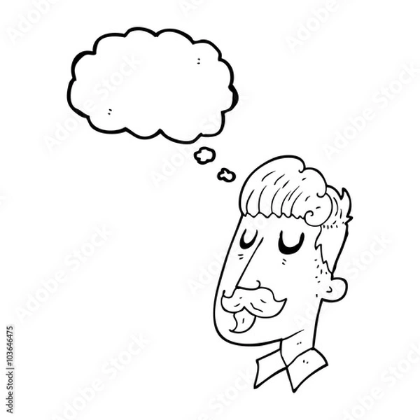 Obraz thought bubble cartoon man with mustache