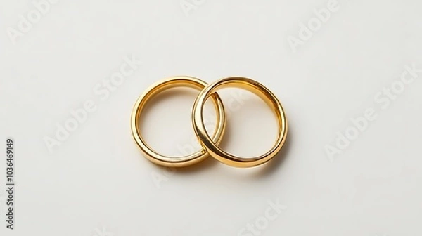 Fototapeta Gold Wedding Bands on White Background