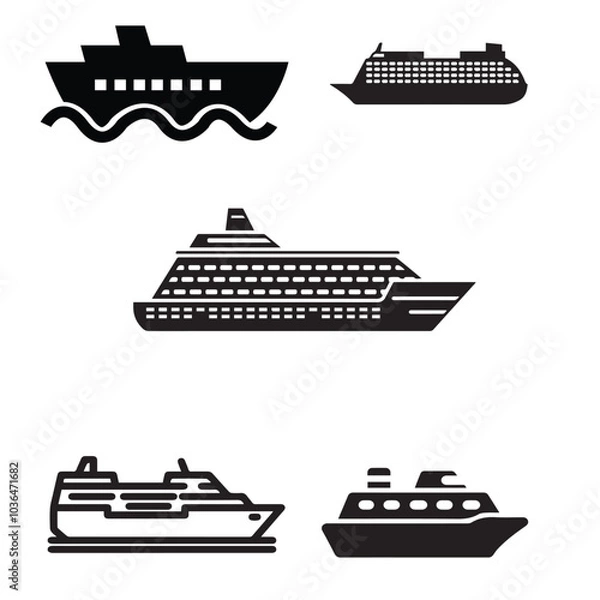Obraz Cruise Ship vector icon set 
