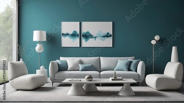 Fototapeta modern living room with sofa