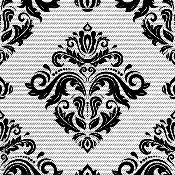 Fototapeta Seamless oriental ornament in the style of baroque. Traditional classic vector black and white pattern