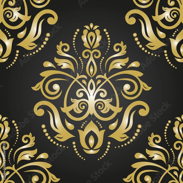 Fototapeta Seamless oriental ornament in the style of baroque. Traditional classic vector golden pattern