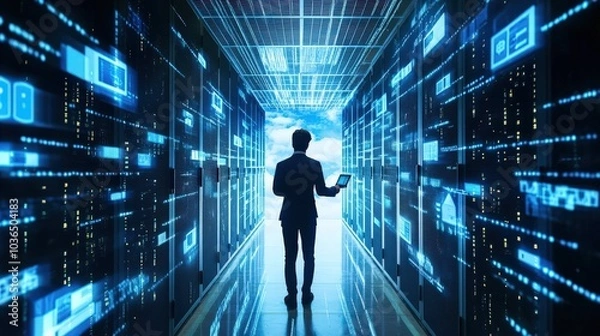 Fototapeta Digital transformation enables better collaboration across departments, as cloud-based tools and integrated systems ensure that data is accessible to all relevant teams