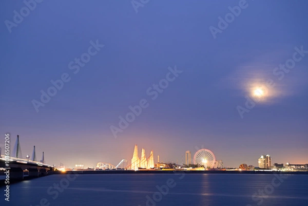 Fototapeta スーパームーンに照らされた橋