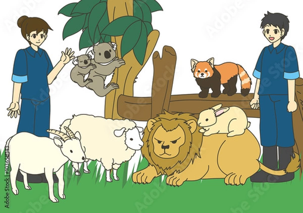 Obraz 動物園集合01