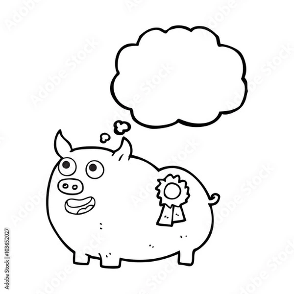 Fototapeta thought bubble cartoon prize winning pig