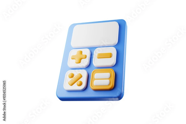 Fototapeta Realistic calculator icon floating in mid-air. 3D rendering.
