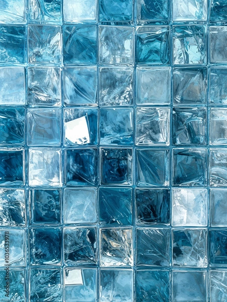 Fototapeta Square glass tiles with colorful marbled patterns. Geometric arrangement with textured style. Decorative interior design and tile concept. For wallpaper and surface design
