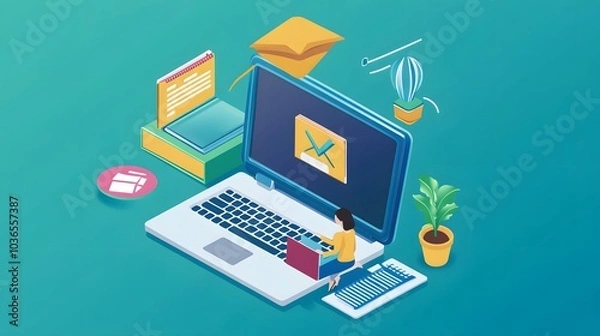 Fototapeta Education Distance E-learning Online Learning Personal development concept. 