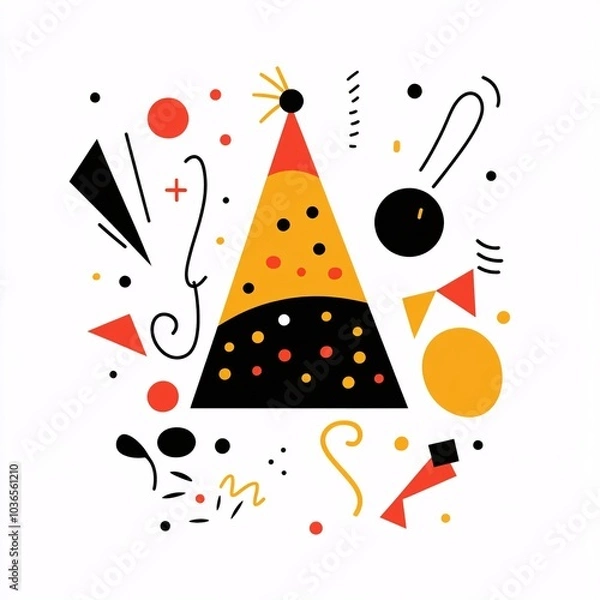 Fototapeta Abstract party hat design with geometric shapes
