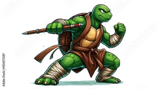 Fototapeta Kungfu Turtle The Cartoon Warrior