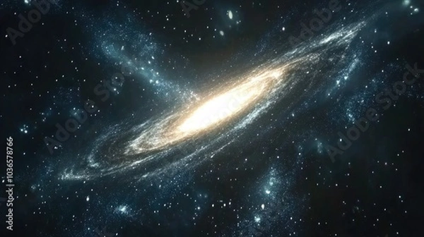 Fototapeta Close up of the Milky Way featuring a low noise high quality 3D cartoon rendering captured through a star tracker