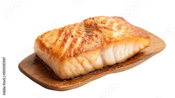 Fototapeta fish steak on white isolated on clear png background and transparent background. food drink and dessert concept for cafe and restaurent, AI generative.