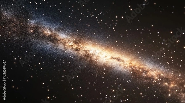 Fototapeta 3D cartoon depiction of the Milky Way galaxy featuring stars and cosmic dust in the universe captured in a long exposure image