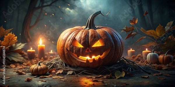 Obraz halloween pumpkin on a tree