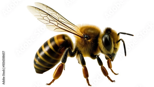 Fototapeta bee on a white background cut out, bee on a transparent backgorund