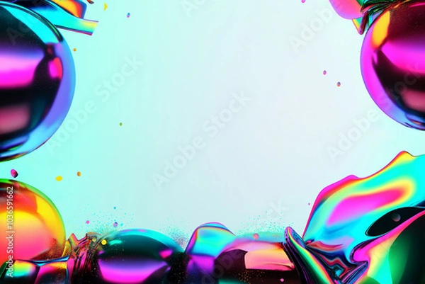 Fototapeta Colorful Swirling Balloons in an Abstract Scene
