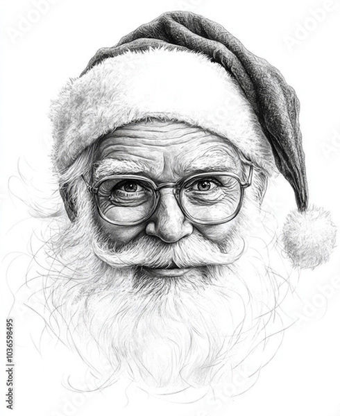 Obraz Christmas Sketch Poster.  Generated image.  A digital illustration of a traditional Christmas holiday poster in a sketch art style.