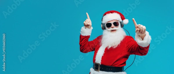 Obraz Joyful Santa with cool shades, enjoying festive vibes