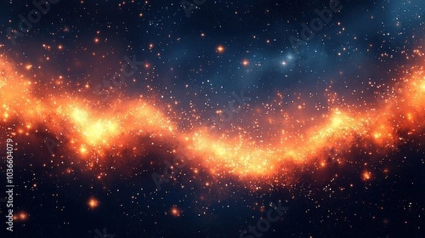 Fototapeta Stunning cosmic scene featuring vibrant nebula with orange glow and scattered stars in the vastness of space during a starry night