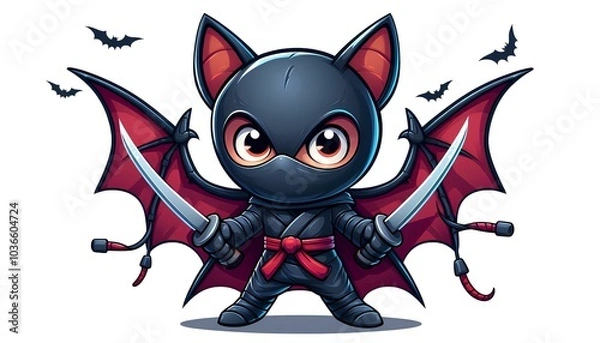 Fototapeta White Background Ninja Bat Illustration