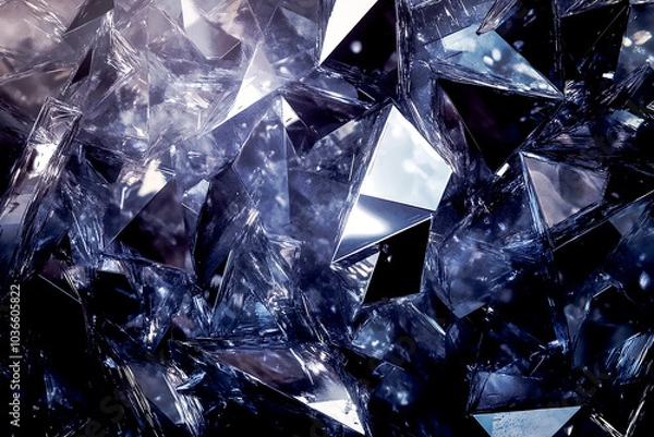 Fototapeta Glittering Crystal Shard Background with Radiant Sparkles and Prismatic Reflections for Elegant Designs