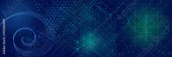 Fototapeta Sacred geometry symbols and elements background
