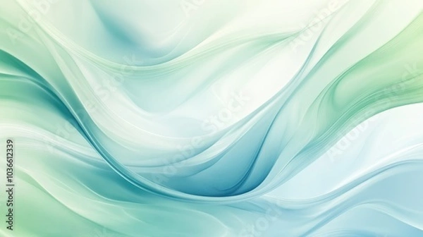 Fototapeta A flowing abstract background in soft pastel blues and greens, with gentle curves that evoke a sense of calm and ease