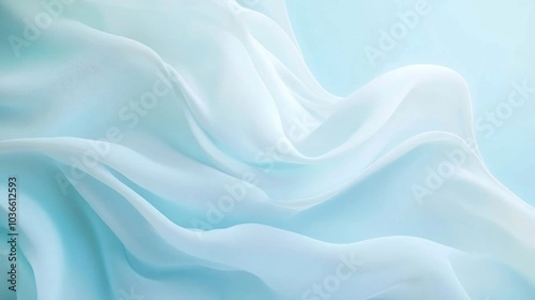 Fototapeta A pastel sky blue background with smooth, flowing lines, gently swaying to evoke a calming and peaceful atmosphere