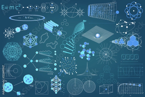 Fototapeta Collection of elements, symbols and schemes of physic