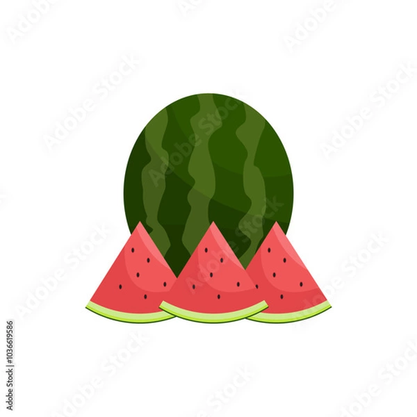 Obraz Watermelon vector, fresh red watermelon
