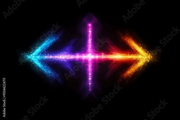 Obraz Neon arrow on black background.