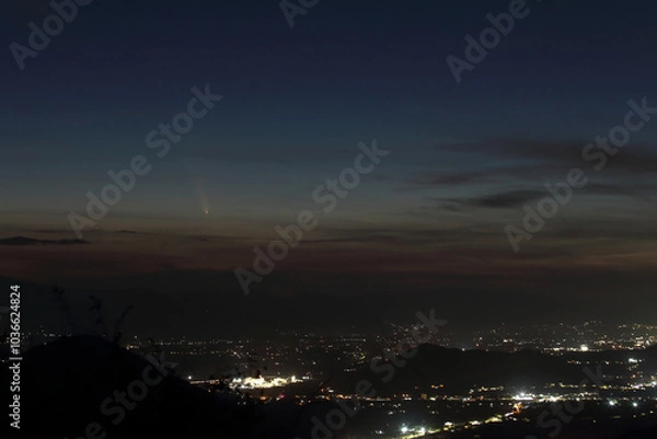 Fototapeta Comet C/2023 A3 Tsuchinshan-Atlas photographed by Italy