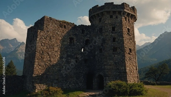 Fototapeta The archer tower offers a picturesque spot for relaxation and peace