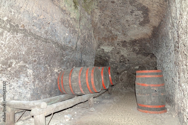 Obraz Old wine barrels for aging wine