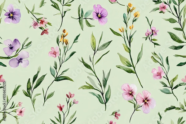Obraz watercolor flowers seamless pattern background