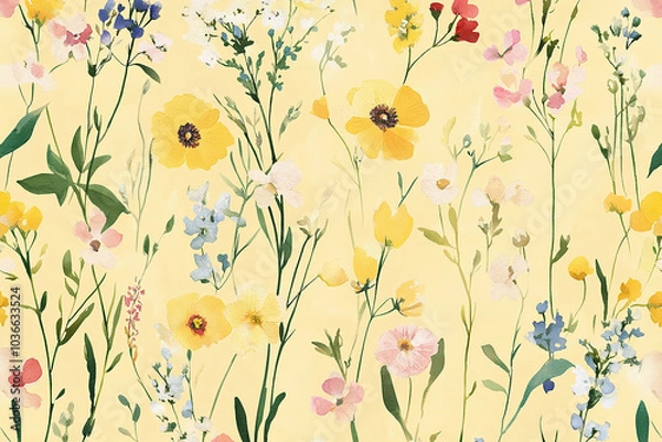 Obraz watercolor flowers seamless pattern background