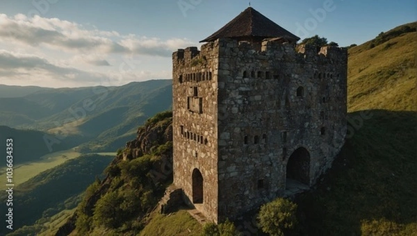 Fototapeta The archer tower offers breathtaking views of the surrounding landscape from above